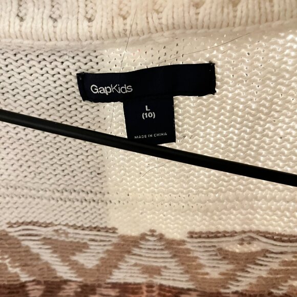 GapKids Aztec Boho Blanket Cardigan L 10 Neutral Southwestern Y2K - Picture 2 of 9